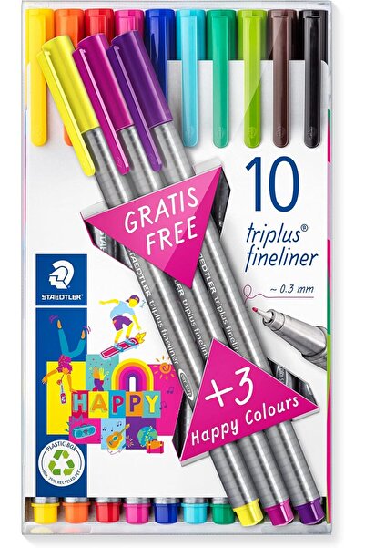 Staedtler Fineliner Triplus 0.3Mm - 10+3 Promotional Pack - Multicolor