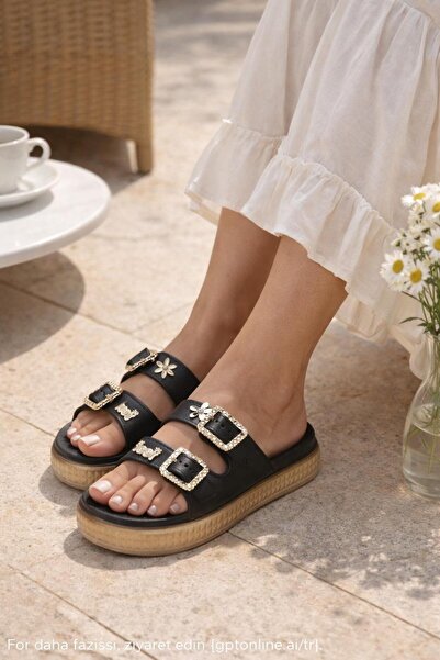 MODAONN Премиум вид: дамски пантофи с капси с камъни и флорални мотиви