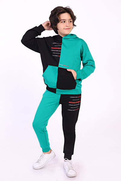 Toontoy طقم مكون من قطعتين للأولاد: سويت شيرت بطبعة وجيوب وقلنسوة، وبنطلون ري...