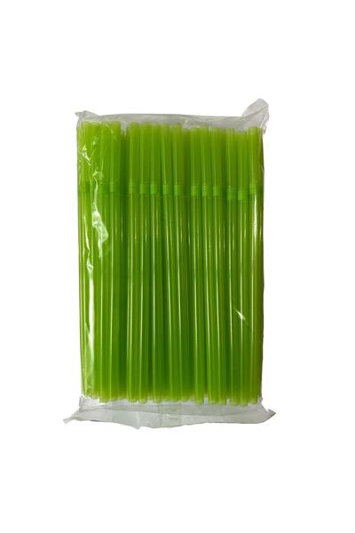 omeyva Körüklü Yeşil Kalın Buzlu Soğuk İçecek Pipet - 22 Cm. - 8 mm. -100 Ade...