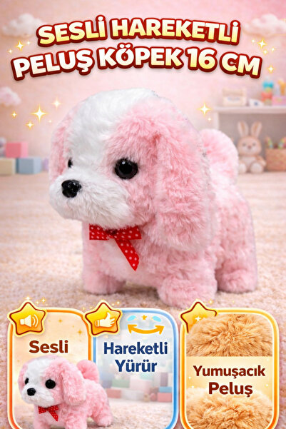 YILDIRIM OYUNCAK Sesli Hareketli Yürüyen Peluş Köpek 16 Cm | Havlama Sesli Yu...