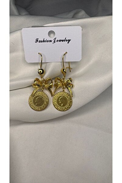 Kübra Accessories 14K ALTIN KAPLAMA XUPING KURDELE ÇEYREKLİ KÜPE