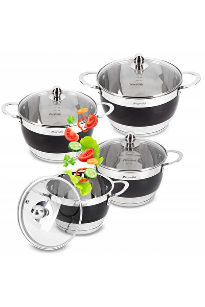 Kamille Set of 4 stainless steel pots (2.0 l, 2.7 l, 6.5 l, 9.0 l) - Inductio...