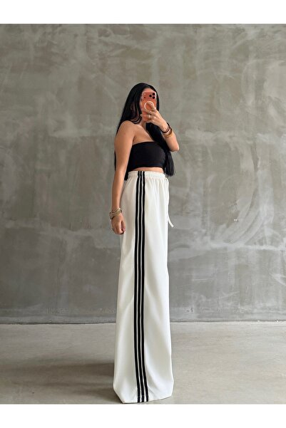 OKSOCOLLECTİON Şerit Detaylı Beli Lastikli Oversize Pantolon