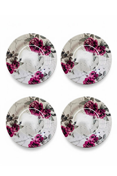 Bisbell 4pcs Melamine Deep Plate Set 10" Crimson Rose - BB1782 Floral Soup & ...