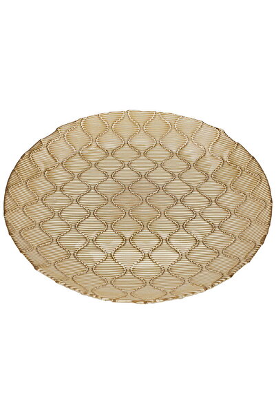 Alsaif Gallery Al Saif Gallery Glass Serving Plate, 28x28x3 cm - Gold