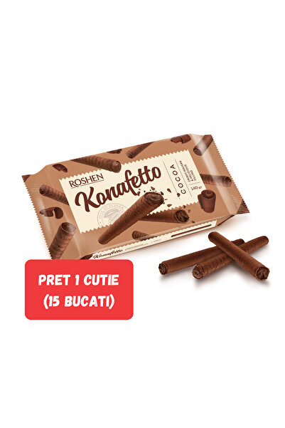 Roshen SET 15 PIECES KONAFETTO COCOA, WAFER ROLLS WITH COCOA FLAVOURED CREAM ...