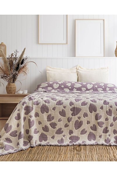 Meet ma ya Natural Pilotă de muselină Hearted, dimensiune Batal, 240*260 cm