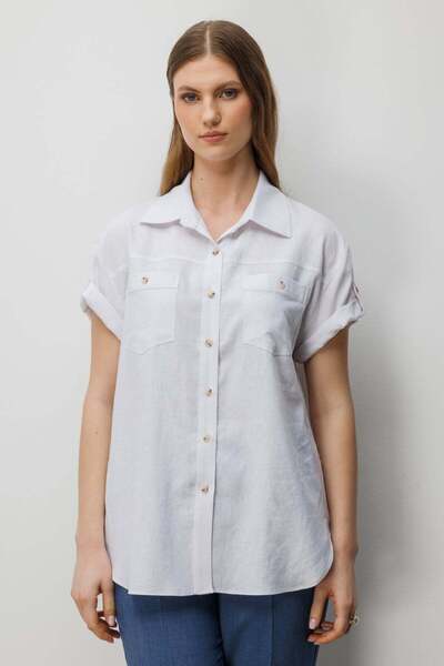 Ekol Kısa Kollu Keten Gömlek