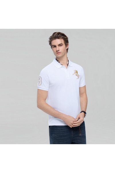 Giordano Men's Slim Fit Napoleon Embroidery Lycra Pique Polo