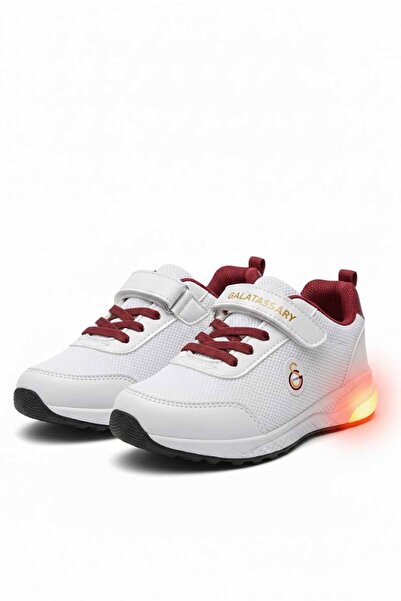 Kinetix Gs Kids White Yellow Red Lighted Sports Shoes Velcro Light Sole Daily...