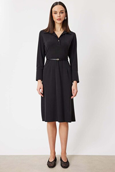 ON Beli Kemerli Midi Boy Elbise