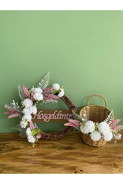 İnnovationLight BAHAR ÇİÇEKLERİ HOŞGELDİNİZ KAPI SÜSÜ VE SEPET SET