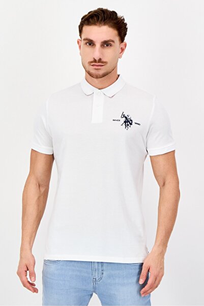 U.S. Polo Assn. Men Regular Fit Short Sleeve Embroidered Logo Polo Shirt, White