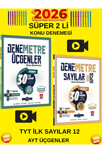 Orijinal Yayınları Denemetre AYT Geometri Üçgenler + TYT İlk 12 Sayılar Konu ...