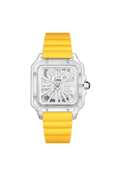 catera Men's watch with transparent rubber strap in yellow