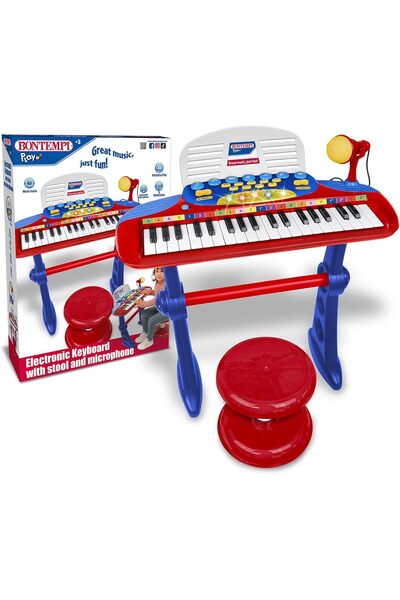 Cici Oyuncak Çocuk Oyuncak Tabureli Mikrafonlu 37 Tuşlu Org Piano Müzik Set O...