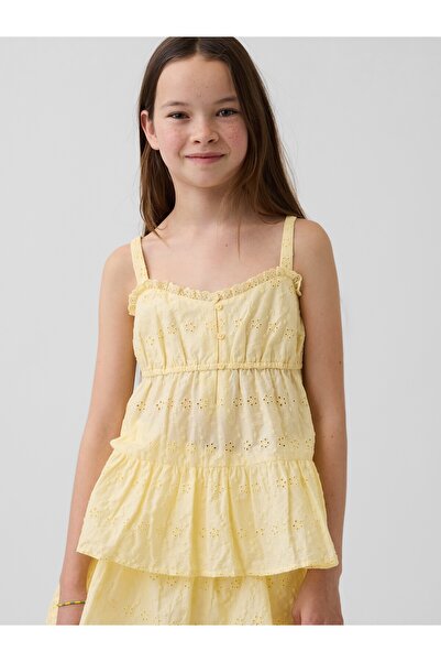 GAP Kız Çocuk Sarı Tiered Eyelet Tank Bluz