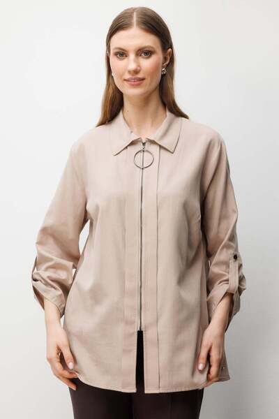 Mi Pret a Porter Mi Önü Fermuarlı Apoletli Bluz