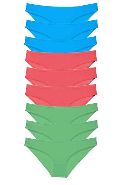 Mestore 9 Pieces Super Eco Set Lycra Women's Slip Panties Green Fuchsia Blue