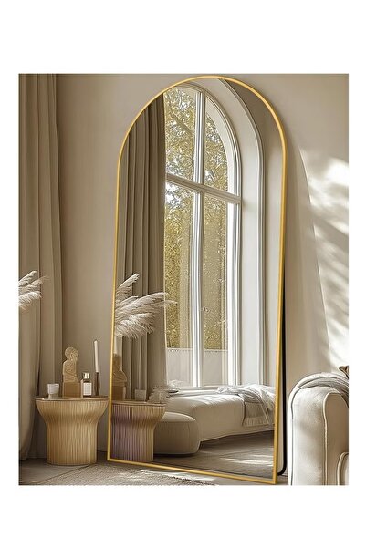 Mtanvxay مرآة أرضية مقوسة 80×180 سم، إطار حديدي متين، تُعلق على الحائط أو تُس...