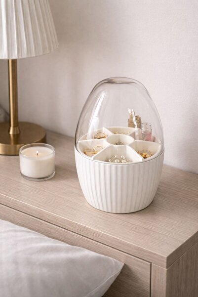 BZK 7 Compartment Makeup Organizer White