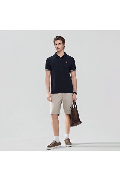 Giordano قميص بولو رجالي ضيق مطرز بلون سادة