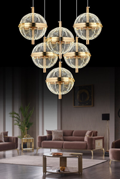 Akgül Orbital 6'lı Kumandalı Gold Avize