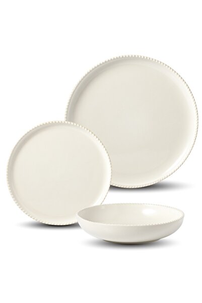 Carrefour Home Carrefour Home dinner set, 12 pieces, ceramic, Pearl white