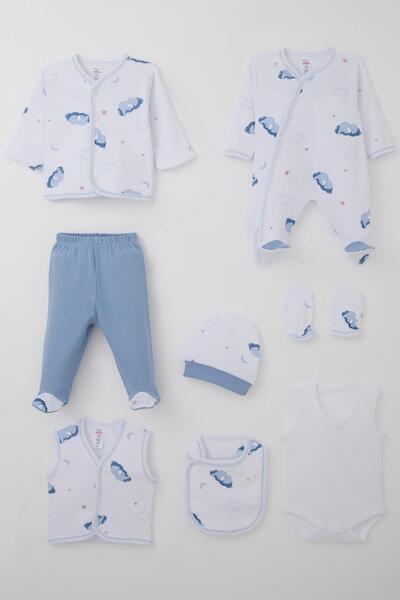 Breeze Baby Boy Hospital Release Pack of 8, Sky Themed, Cute Sleepy Elephant ...