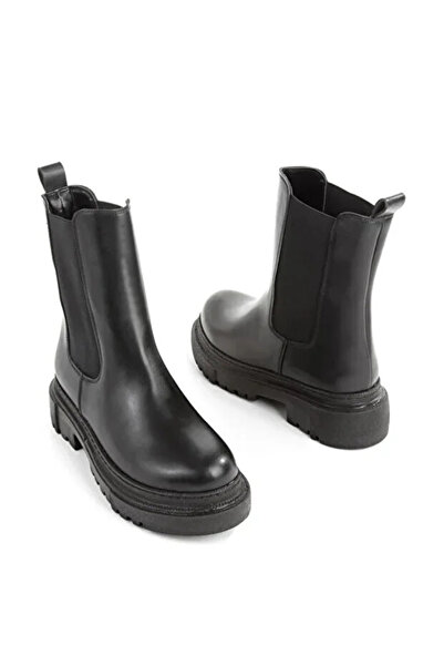 ZEYYMODA Black Thermo Non-Slip Boots Without Side Zipper