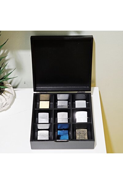 Tekir Store evinizi güzelleştirin Wooden 9-Compartment Lighter Box Collectibl...