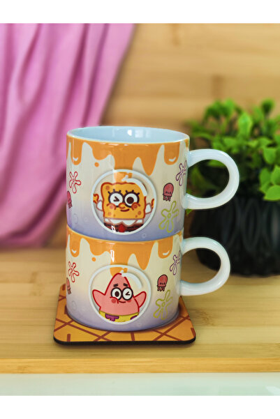 kuttuushop Süngerbob ve Patrick 2’li Çift Sevgili arkadaşlık Kupası Bardak Ka...