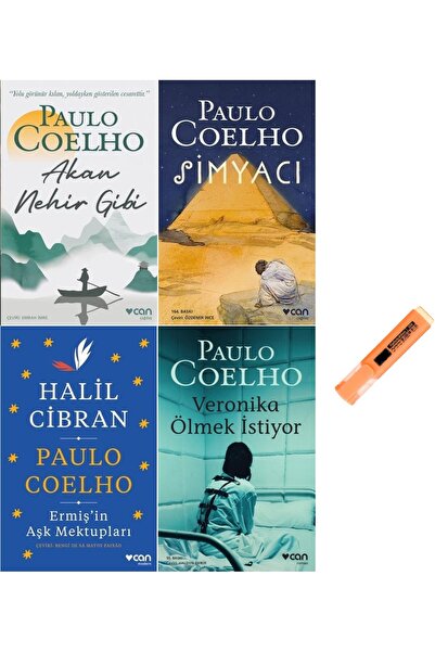CAN Paulo Coelho 4 Kitap Set / Akan Nehir.. + Simyacı + Halil Cibran + Veroni...