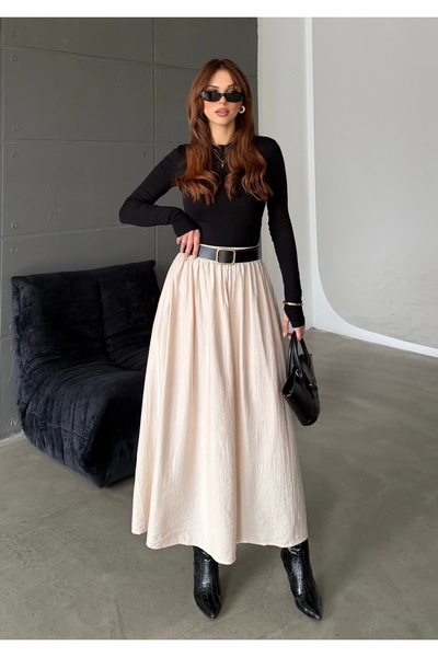 BEJNA Дамска пола с колан и джобове, с дължина до земята