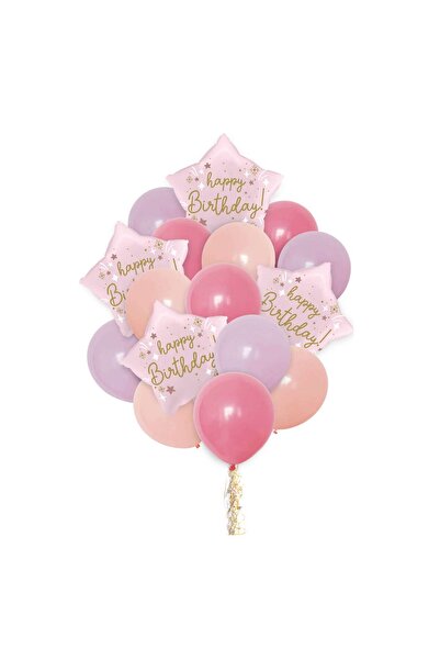 MP Mirific Party Set of 16 Happy Birthday star balloons, latex and metallic f...