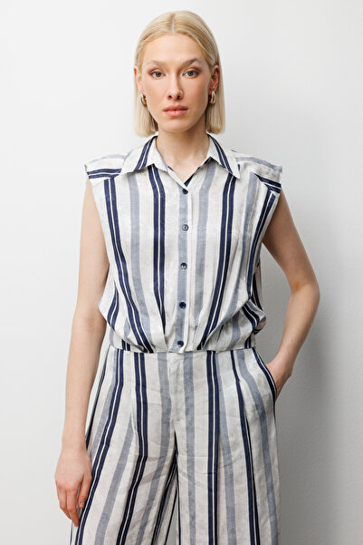 ON Stripe Patterned Crop Shirt