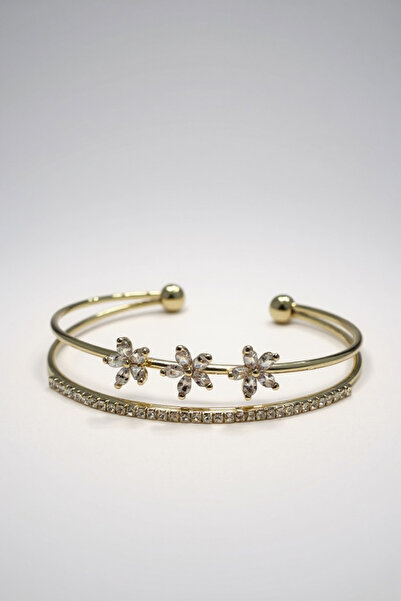 Zirona Çiçekli Taşlı Kelepçe Bileklik