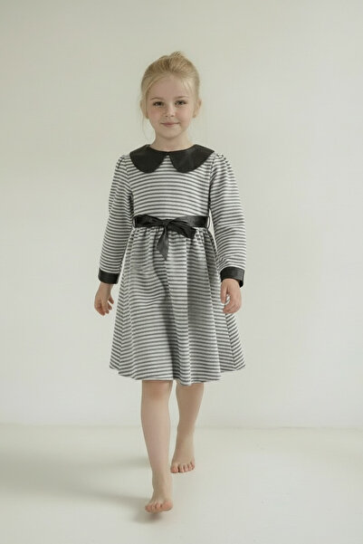 FESSHERA KİDS Κοριτσίστικο φόρεμα με λεπτομέρειες από συνθετικό δέρμα, γιακά ...