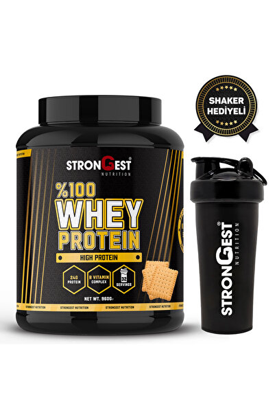 STRONGEST Whey Protein 960 gr 32 Servis Bisküvi Aromalı %100 Protein Tozu
