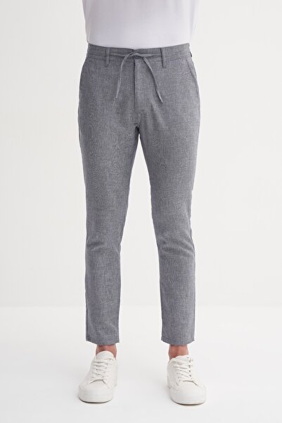 Cazador Pantaloni bărbați din bumbac și in, cu picior drept, cu talie cu șire...