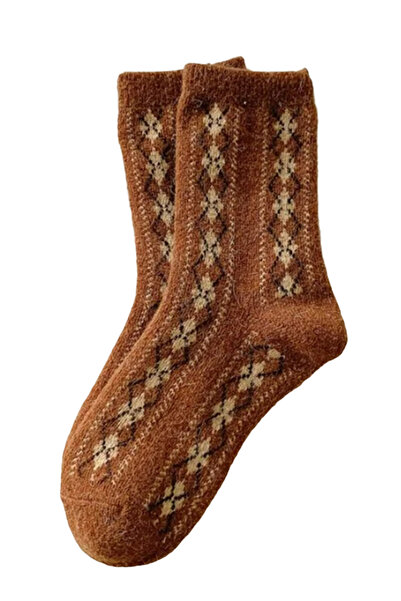 EFAYN.RO Women's socks, warm model with graphic print, size 38 – 42, caramel,...