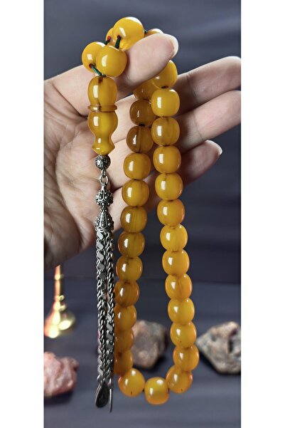 Kehribarkolik OSMANLI SIKMA TESBİHTEN TIRAŞ 80,78 GR. 13*13,5MM. DİYABAKIRLI ...