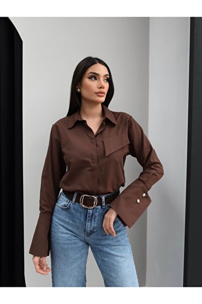 ESRAHELVACI Coffee-Colored Cuff Shirt