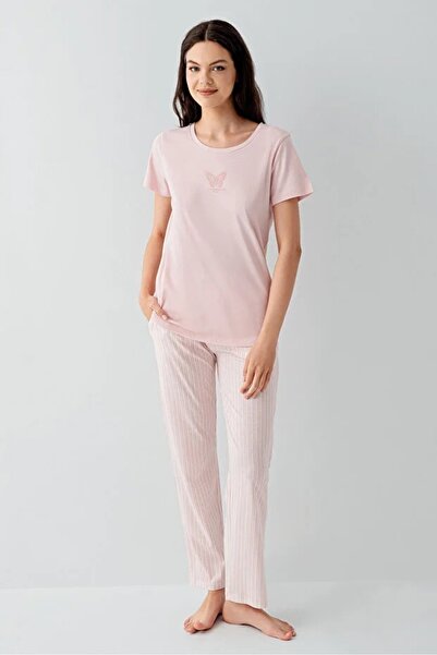 YUYİ Arnetta 50% Modal 50% Cotton Crewneck Short Sleeve Women's Pajama Set 3593