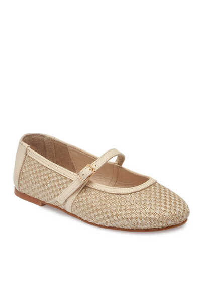 Tergan Bej Deri - Tekstil Kadın Babet - K25I1BB68078-L0Q