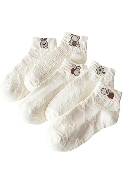 EFAYN.RO Women's socks, set of 5 pairs, ankle pattern, delicate detail, size ...