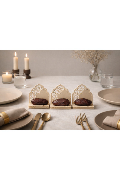 MİR STORE Set of 6 Gold Written Date Bowls for Ramadan Table