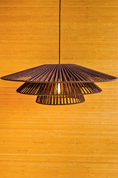 Arslan tekstil Makrome Detaylı Sarkıt Lamba siyah-Modern Boho Tavan Lambası