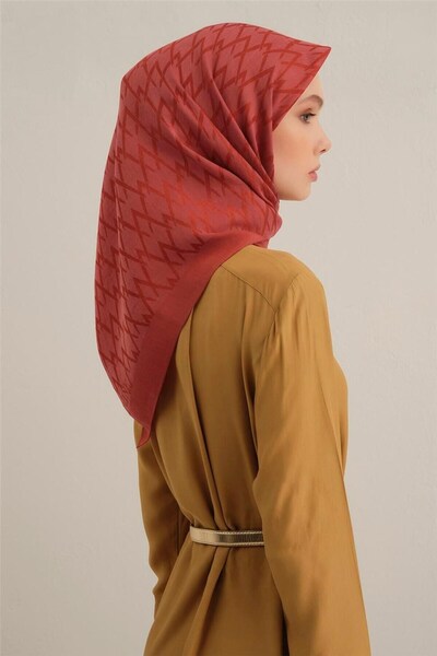 Armine Stylish Burgundy Patterned Scarf Women's Scarf